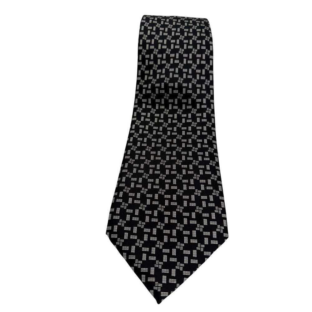Stefano Ricci for Beale & Inman Mens Silk Tie 4" Black Grey Geometric (TG16)